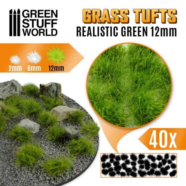 Ciuffi Erba Autoadesivi 12mm VERDE REALISTICO