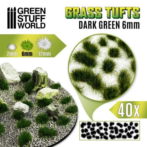 Ciuffi Erba Autoadesivi 6mm VERDE SCURO