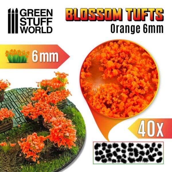 Ciuffi con Fiore Autoadesivi 6mm FIORI ARANCIONI