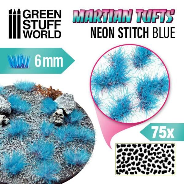 Ciuffi Erba Alieni 6mm NEON STITCH BLUE