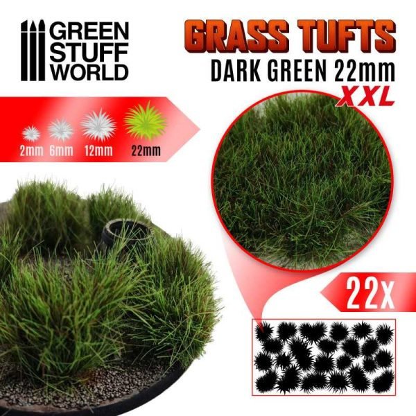 Ciuffi Erba XXL Autoadesivi 22mm VERDE SCURO