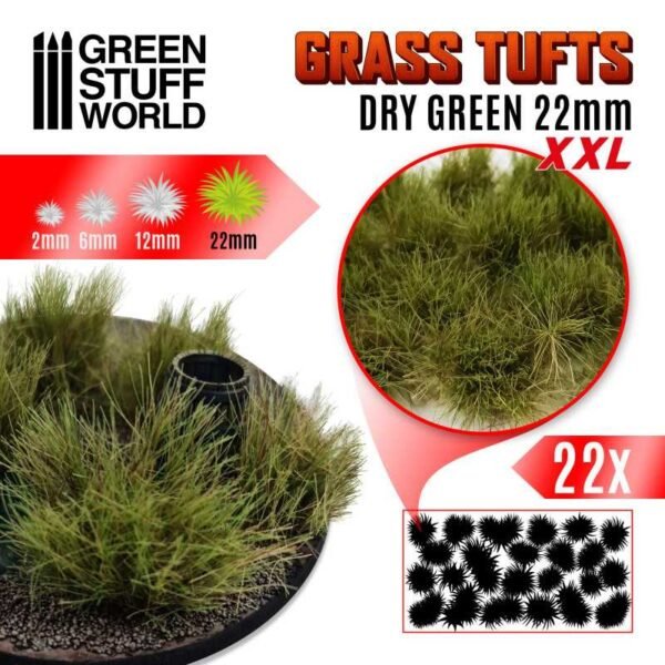 Ciuffi Erba XXL Autoadesivi 22mm VERDE SECCO