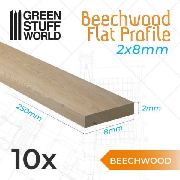 Listello Piatto Legno di Faggio 8x250mm