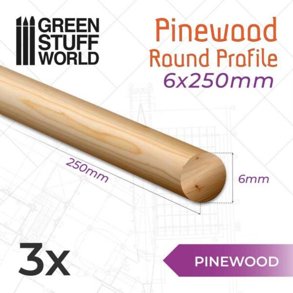 Listello Tondo di Pino 6x250mm