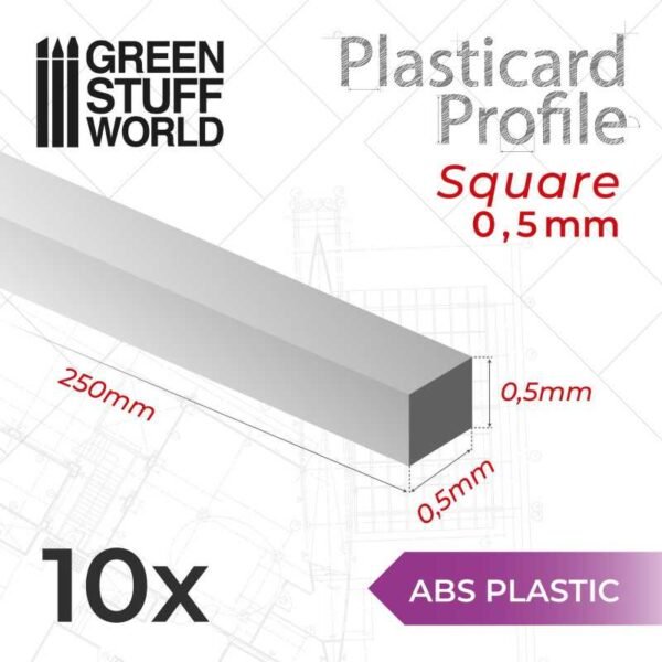 Barra Quadrata Plasticard 0.5mm