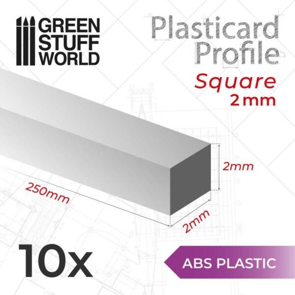 Barra Quadrata Plasticard 2mm