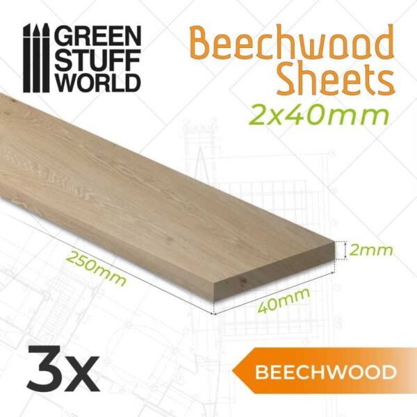 Tavoletta in Legno di Faggio 2x40x250mm