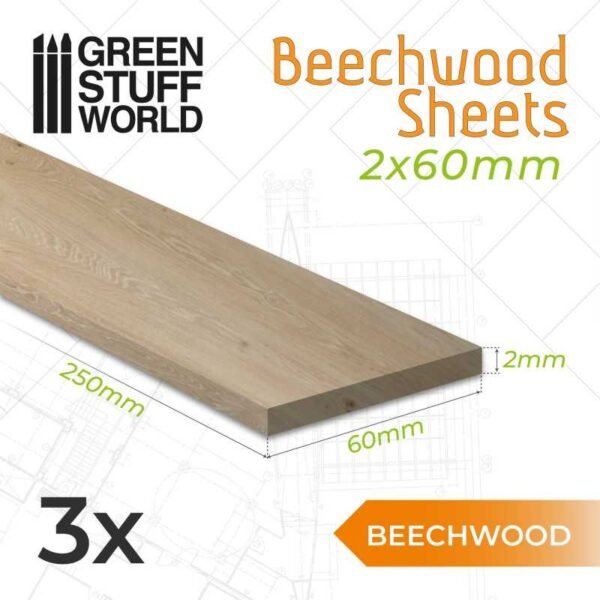 Tavoletta in Legno di Faggio 2x60x250mm