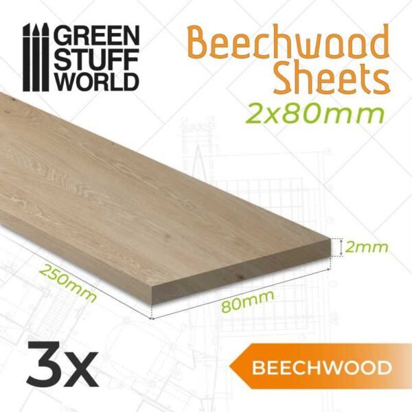 Tavoletta in Legno di Faggio 2x80x250mm