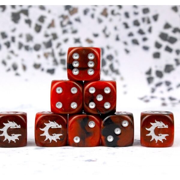Conquest Logo On Red And Black Dice "First Blood"