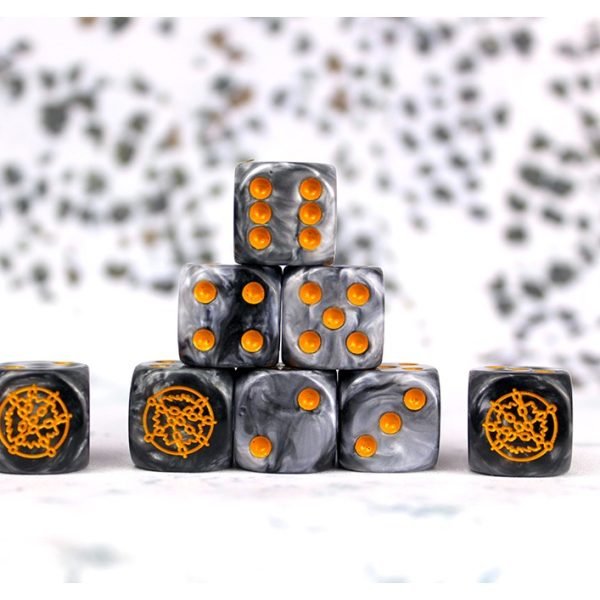 Dweghom Faction Dice On Gray Swirl
