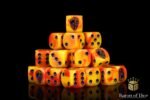 Hundred Kingdom Faction Dice On Red Swirl