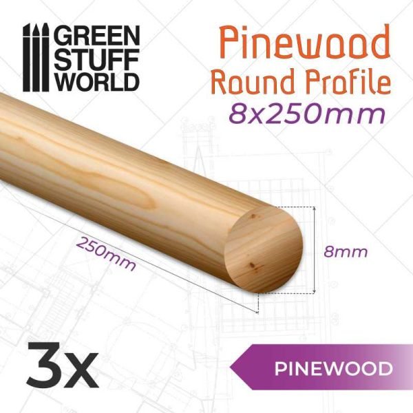 Listello Tondo o Tondino Legno di Pino 8x250mm
