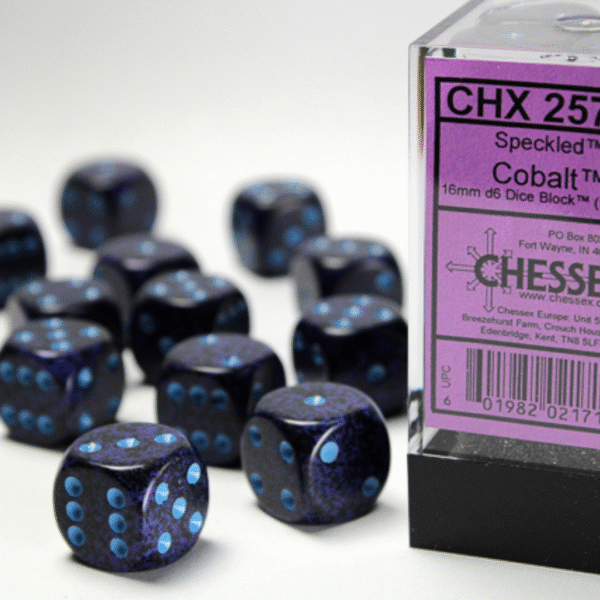 Set 12 Dadi D6 (16mm) Speckled Cobalt