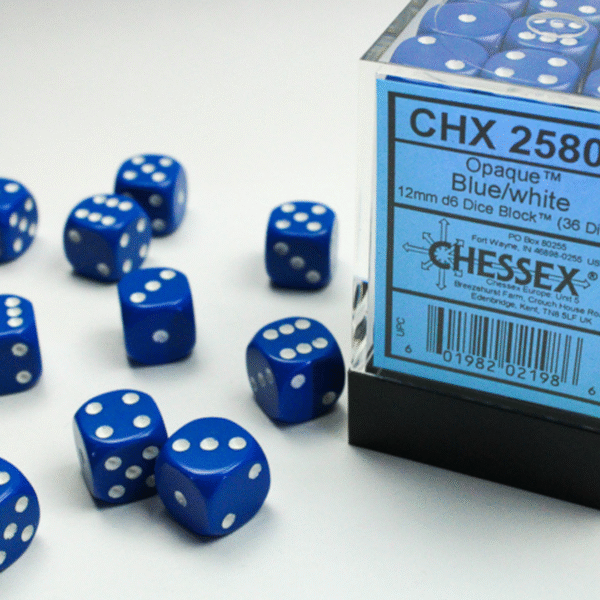 Set 36 dadi D6 (12mm) Opachi Blu
