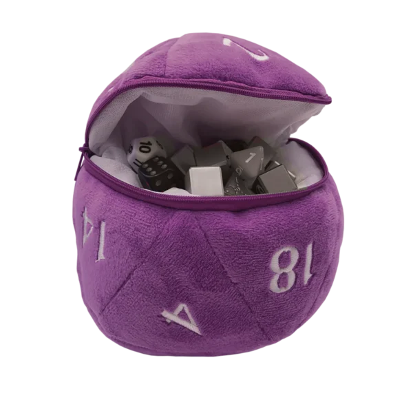 Borsa Peluche per Dadi - D20 Viola