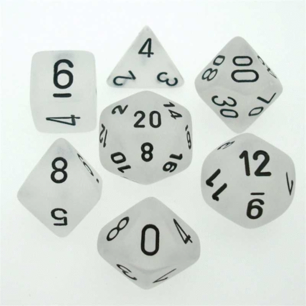 Frosted Clear/black Polyhedral - Set da 7 Dadi Misti
