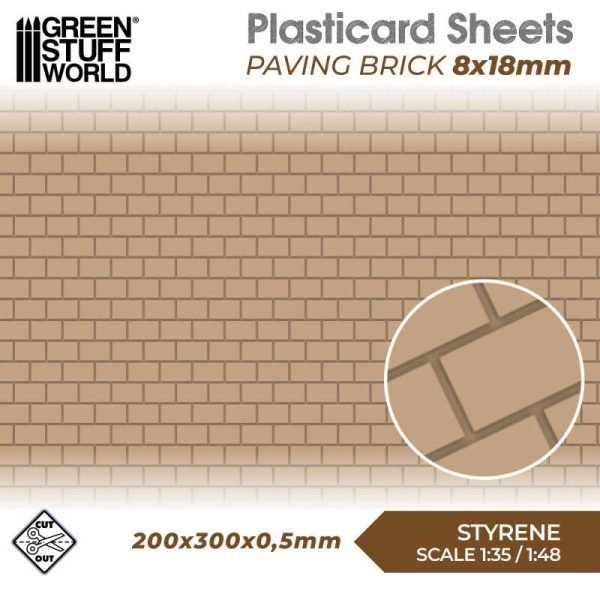 Foglio Plasticard - Pavimento Mattonato 8x18mm