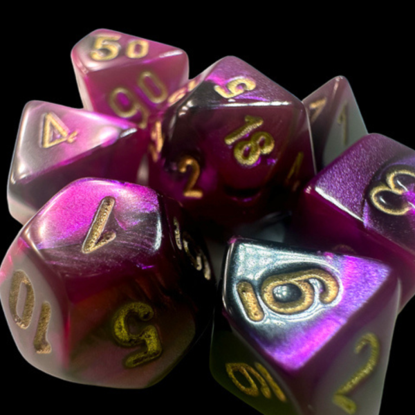 Chessex - Set da 7 Mini Dadi - Gemini Black-Purple/Gold