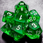 Chessex - Set da 7 Mini Dadi - Translucent Green/White
