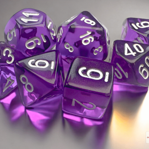 Chessex - Set da 7 Mini Dadi - Translucent Purple/White