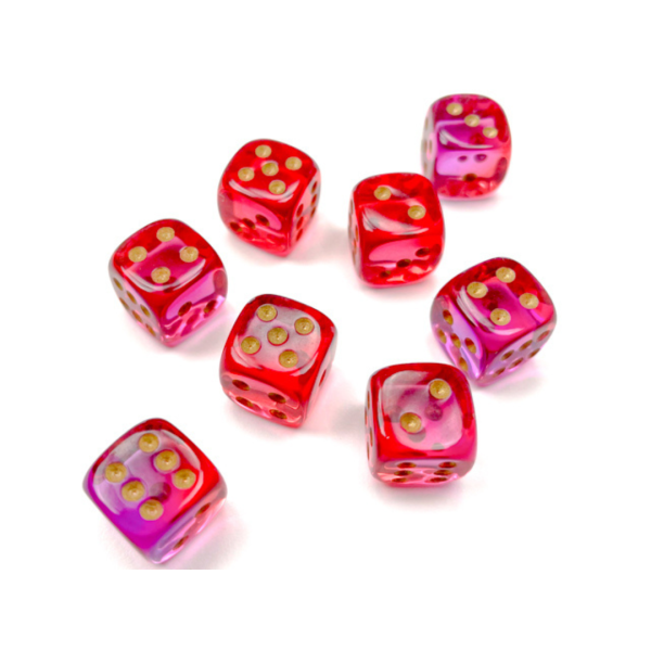Set 36 Dadi D6 (12mm) Rosso-Viola/Oro