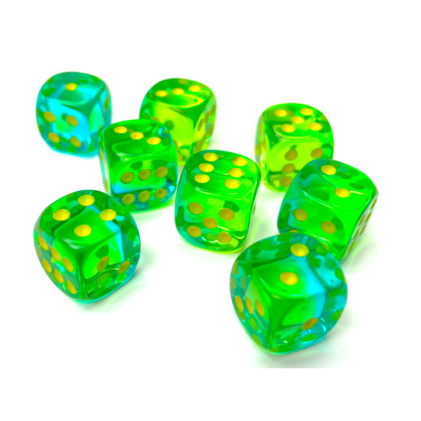 Set 36 Dadi D6 (12mm) Verde-Teal/Giallo