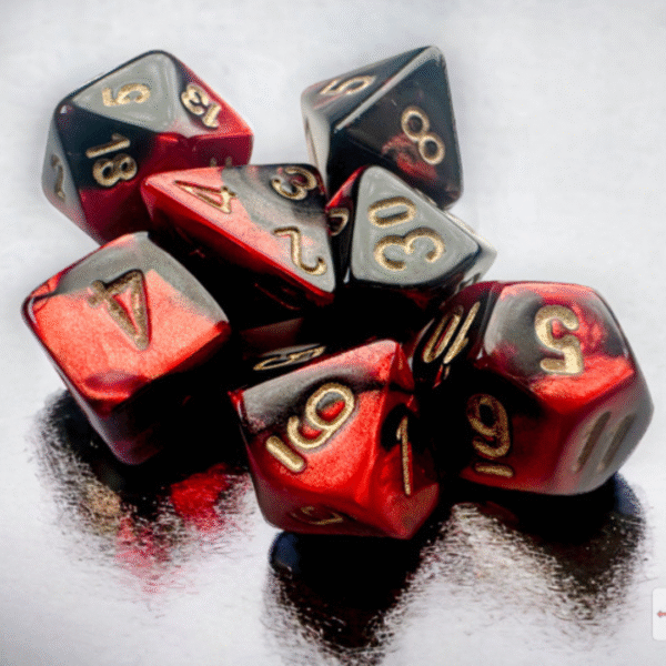Chessex - Set da 7 Mini Dadi - Rosso-Nero/Oro