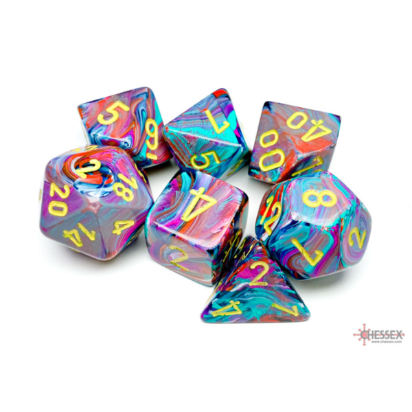 Festive Mosaic/Yellow Polyhedral - Set da 7 Dadi Misti