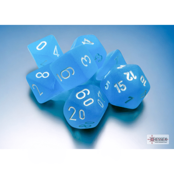 Frosted Mini-Hedral Caribbean Blue/White - Set da 7 Mini Dadi