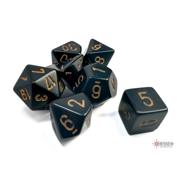 Opaque Black/Gold Polyhedral - Set da 7 Dadi Misti