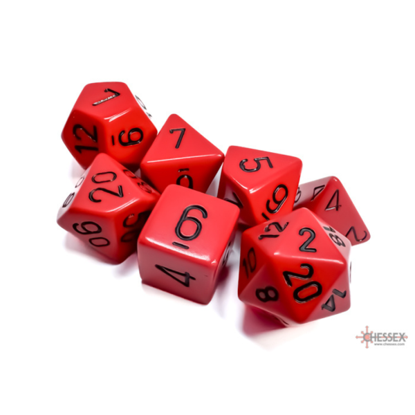 Opaque Red/Black Polyhedral - Set da 7 Dadi Misti