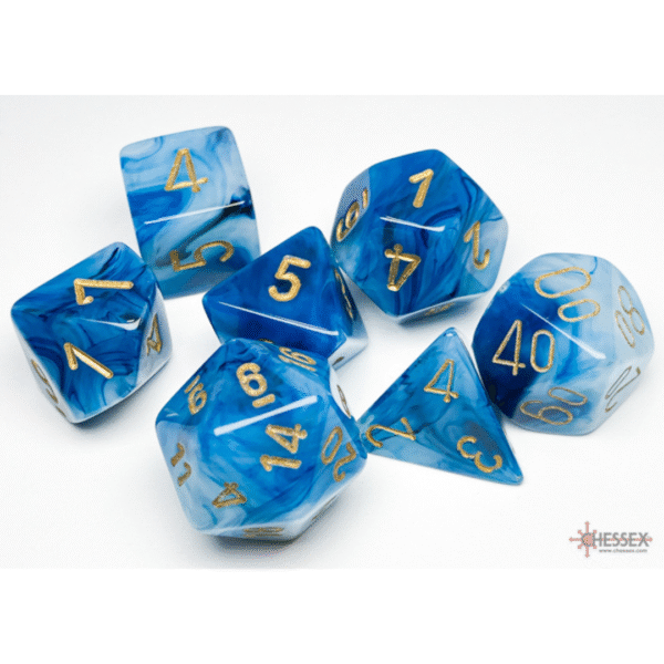 Phantom Teal/Gold Polyhedral - Set da 7 Dadi Misti