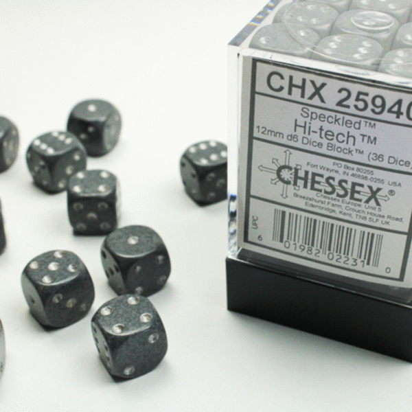 Set 36 Dadi D6 (12mm) - Speckled Hi-Tech