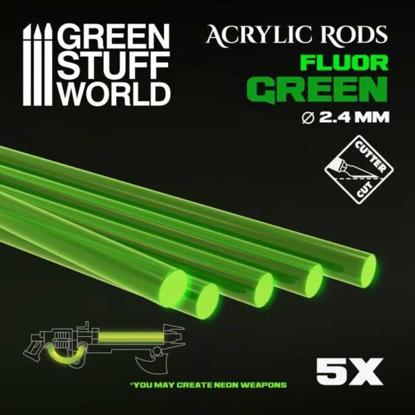 Barre Acriliche - Tonde 2,4 mm Fluor VERDE