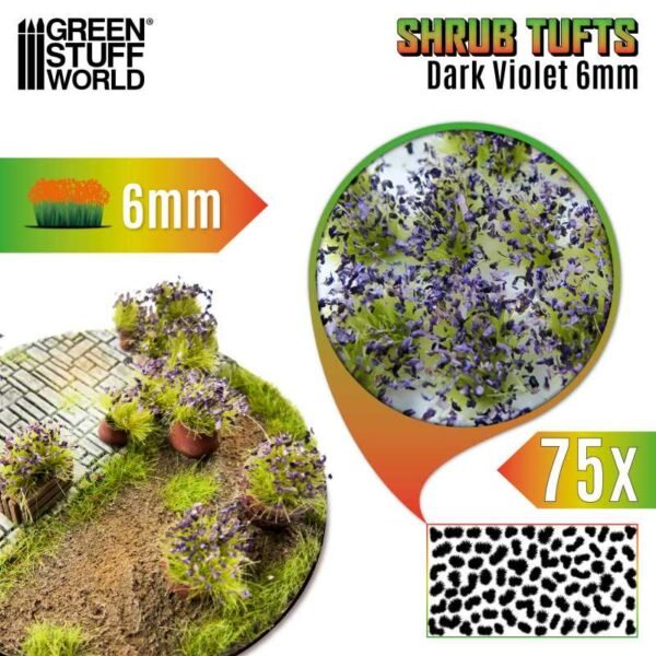 Ciuffi Arbusti Autoadesivi 6mm - Viola scuro