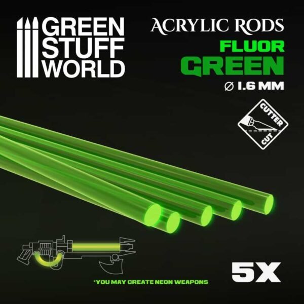 Barre Acriliche - Tonde 1,6 mm Fluor VERDE