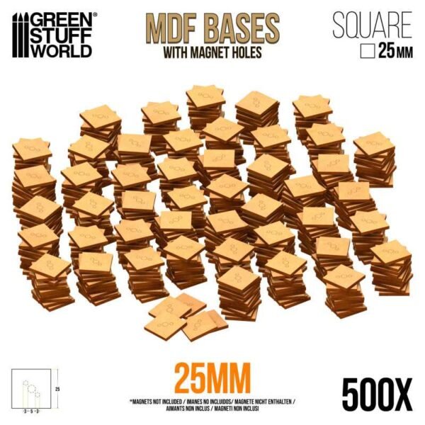 Basi in MDF - Quadrato 25 mm (Pack x500)