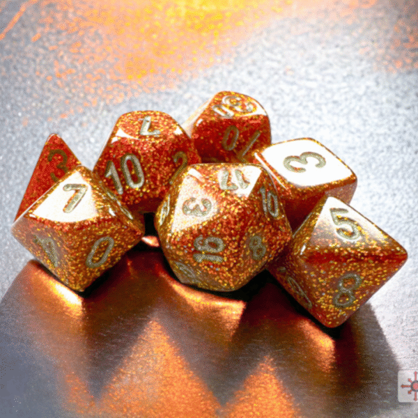 Chessex - Set da 7 Mini Dadi - Glitter Mini-Hedral Gold/Silver