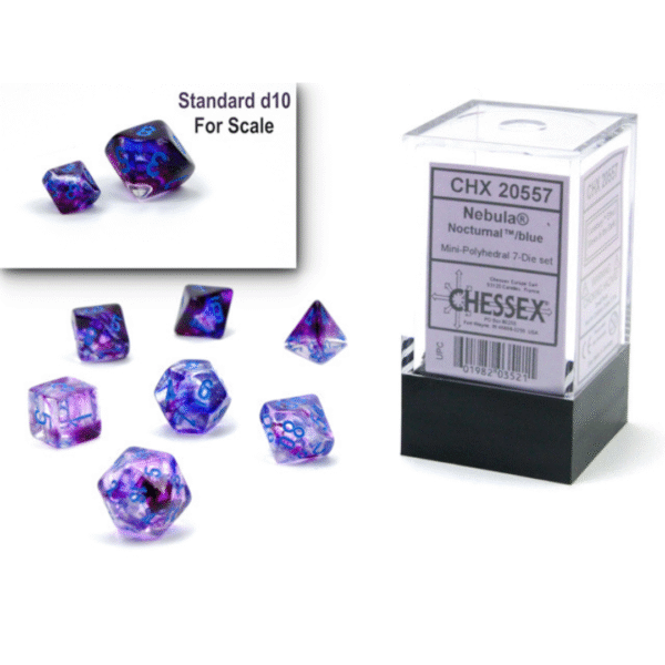 Chessex - Set da 7 Mini Dadi - Nebula Nocturnal/Blue Luminary