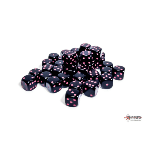 Opaque Black/Pink 12mm d6 Dice Block (36 Dadi)