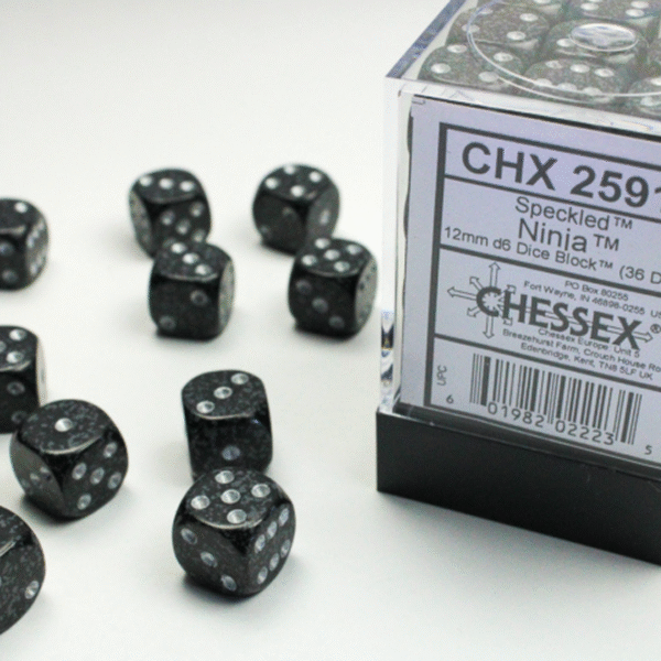 Set 36 Dadi D6 (12mm) - Speckled Ninja