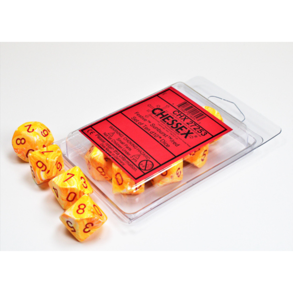 Chessex - Festive Sunburst/Red - Set da 10 D10