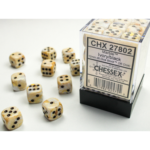 Chessex - Set 36 Dadi D6 (12mm) - Marble Ivory/Black