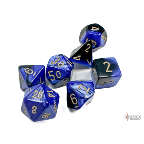 Chessex - Set da 7 Dadi Misti - Gemini Black-Blue/Gold